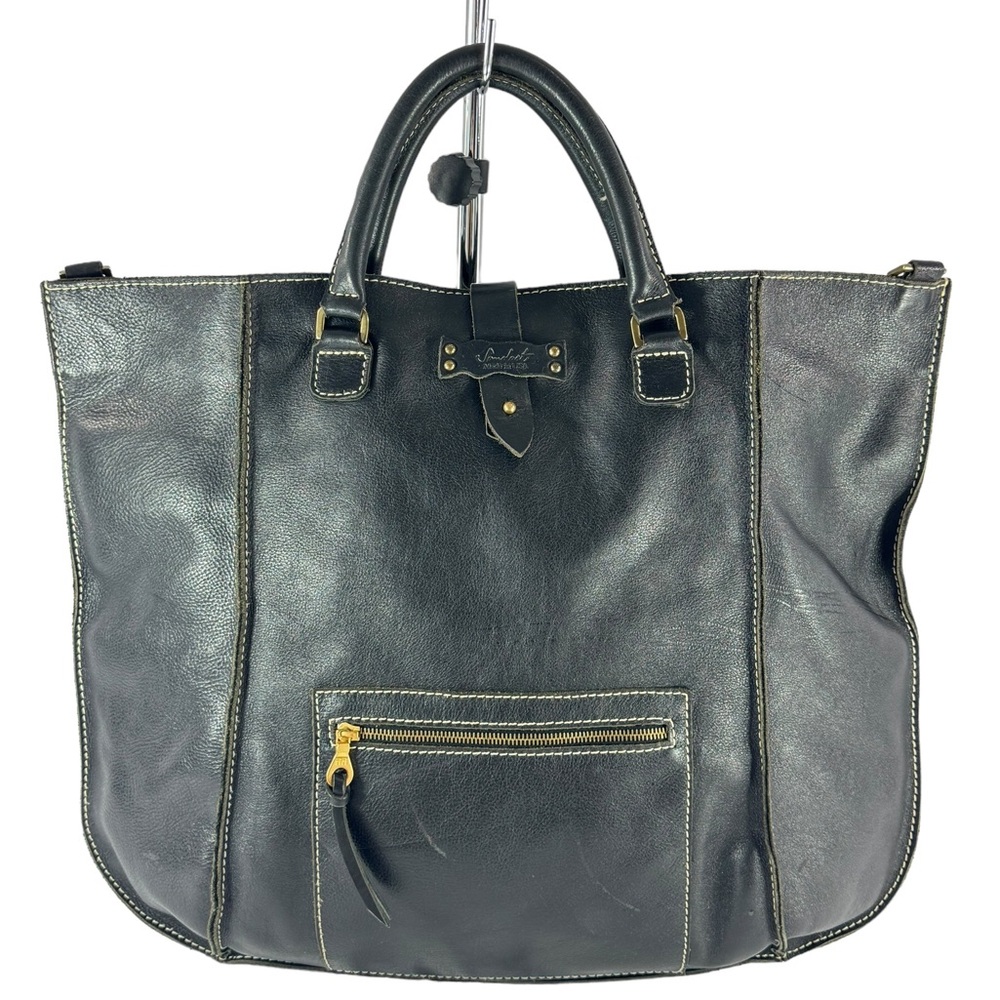 SANDAST Black Leather Tote Bag Made in The United States